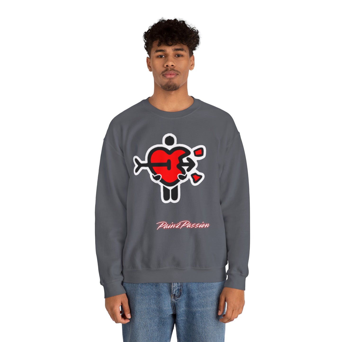 Pain2Passion Sweatshirt (Mid-Evil Heart Guy)