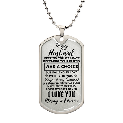 To My Husband Dog Tag