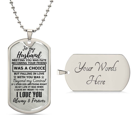 To My Husband Dog Tag